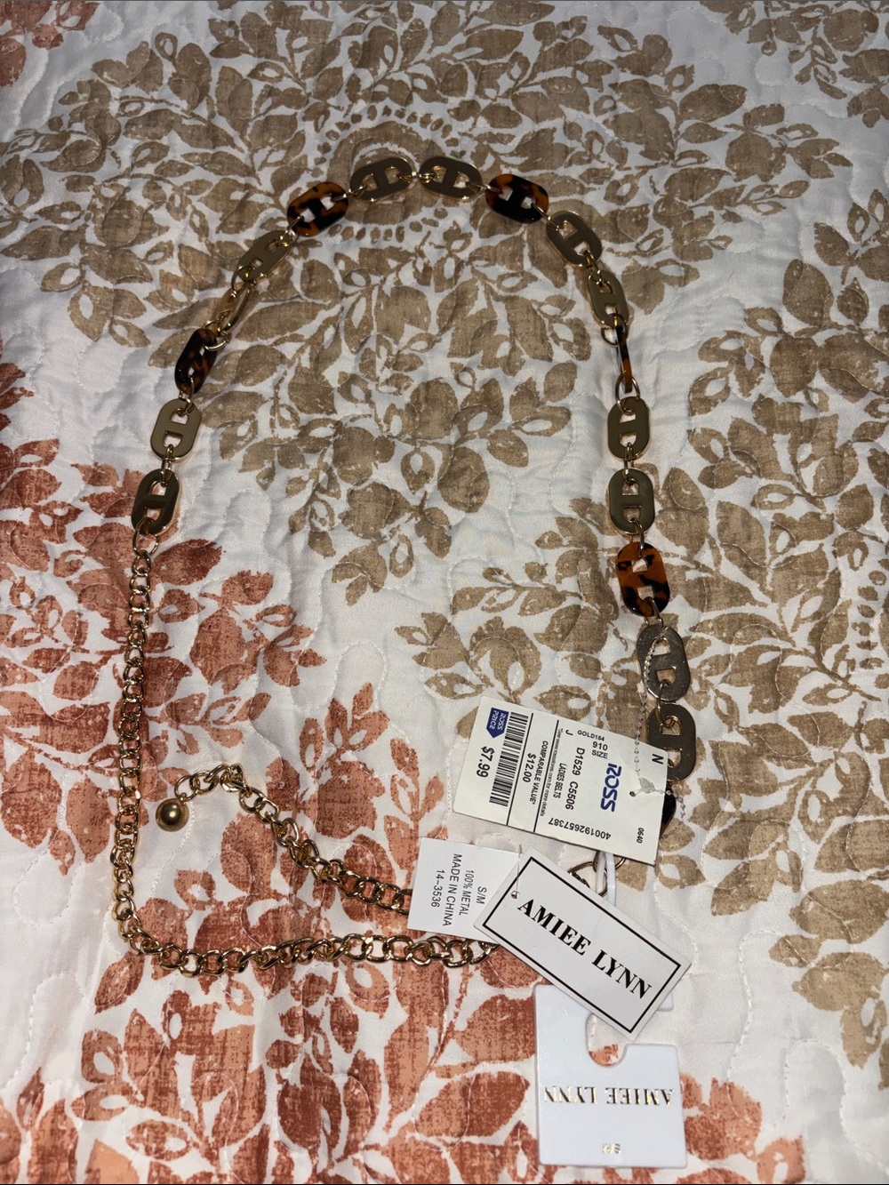 Amiee Lynn Goldtone/Tortoise Shell Links Chain Belt!